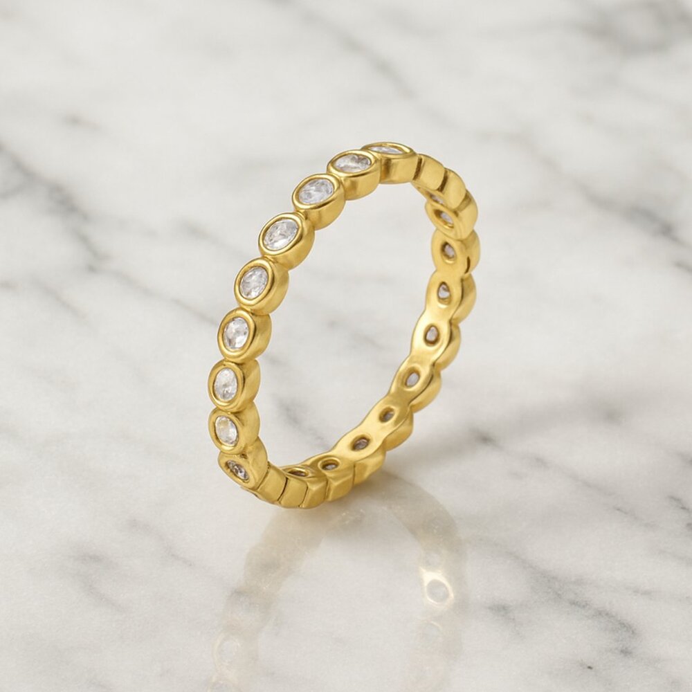 "Demi" ✨ Dainty Gold Plated Diamond Like Ring - Picture 4 of 4